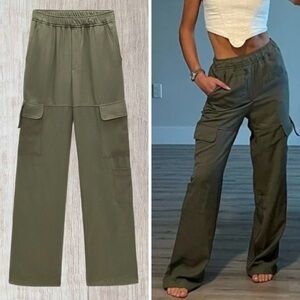 Zara wide leg Lyocell pants size M